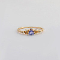 wholesale S925 Silver Plated 14k Gold French Light Luxury Vintage Style Tanzanite Ring-Tanzanite Ring Mido No. 5