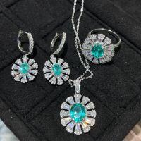 18K Gold Cultured Paraiba Sunflower Daisy Earrings Set-Three-piece set  US size 8