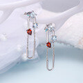 wholesale S925 silver jewelry, unique tassel chain, creative and individual paperclip design, blue topaz earrings-0-0