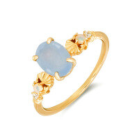 wholesale S925 Silver Plated 14K, Daily Wear Niche Luxury Style Aqua Blue Chalcedony from Duli Jewelry Source Manufacturer Wholesale-Aquamarine Chalcedony and White Zirconium Ring Size 5