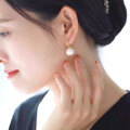 wholesale 18K Gold Japanese Akoya Pearl Earrings for Women, Perfectly Round with Strong Luster, Hook Design, High Heel Style, Fashionable and Versatile Ear Studs-0-3