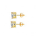 18K Gold Plated S925 Silver Four-Prong Ear Stud with Screw Back and Moissanite-0-0