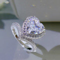 wholesale S925 Silver Jewelry by Zhuozhifan, European and American Style Ring with High-Carbon Diamond Heart-Shaped Band for Women, Cross-Border AliExpress Best-Seller-0-1