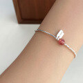 wholesale S925 Silver Fresh Sweet Ins Style Niche Design Strawberry Quartz Broken Silver Character Tag Bracelet S7246-0-1