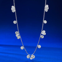 wholesale 925 Silver Misting Jewelry All-over Star Diamond Necklace Teardrop Shattered Galaxy Pearl Strand Collarbone Chain Irregular Waterdrop Flow-N347 Tassel Necklace 925 Silver