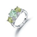 wholesale S925 Sterling Silver Natural Green Amethyst Ring In Stock Direct Supply Fashion Luxury Inlaid Gemstone Natural Colored Gem Ring-0-4