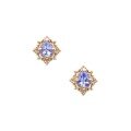 wholesale S925 Silver Plated 14K Gold Japanese Light Luxury Niche Tanzanite Ring/Earrings/Necklace Set-0-4
