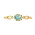 wholesale 9K Gold Art Jewelry Spring New Collection Japanese Minimalist Niche Style Apatite and White Zircon Ring-0-4