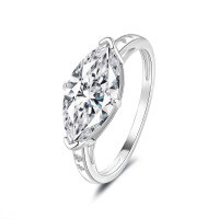 S925 Silver Moissanite Marquise Shape 1 Carat Women's Ring-Inlaid with 3CT moissanite  No. 6