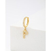 wholesale 925 Sterling Silver Amazon Cross-border Single Alphabet Earrings for Women, Fashion Hoop Ear Cuff, Versatile Ear Accessories-P single>925 silver