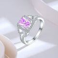 wholesale S925 Sterling Silver European and American Fashion 15ct Gemstone Colored Gem Ring with High-End 6*8 Square Diamond Flame Ice Flower Cut-0-2