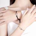 wholesale S925 Sterling Silver Minimalist Design Interlocking Rings Couple Bracelet Double Ring Braided Rope Hand Accessory Valentine's Day Gift-0-1