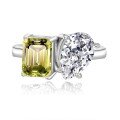 wholesale S925 Sterling Silver Emerald Cut Pear Shaped Fancy Moissanite Ring for Women, Small and Exquisite High-End Luxury Diamond Ring-0-3