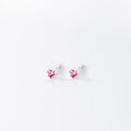 wholesale S925 silver minimalist Korean-style small heart-shaped red diamond earrings for women, M00578-0-4