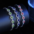 wholesale S925 Sterling Silver Cross-Border Oval Colored Zircon Bracelet Luxury Fashion High-End Geometric Colored Diamond Jewelry Wholesale-0-0