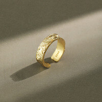 wholesale S925 Sterling Silver 401 Korean Unisex Open Ring with Textured Wrinkled Design, Minimalist Ins Style, Niche Couple Ring-Silver [Women's/Size 14] &gt; Adjustable opening