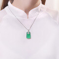 wholesale S925 Sterling Silver Natural Chalcedony Gourd Pendant, National Style Ice Green Light Luxury Versatile Chalcedony Necklace for Mother's Day-0-3