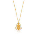 Sterling Silver Rotating Diamond Gourd Necklace with Coin-0-5