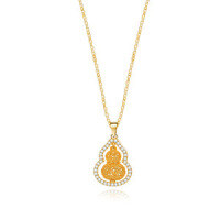 Sterling Silver Rotating Diamond Gourd Necklace with Coin-S925 Sterling Silver 22K Gold + Zircon  925 Silver
