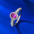 wholesale S925 Sterling Silver 4*6 Pink CZ Ring for Women, New Ins Style Daily Minimalist Versatile-0-2