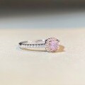 wholesale S925 Sterling Silver Small Fresh Ins Style Four-Claw Light Luxury High-End Pink Diamond Ring Cute Series-0-2