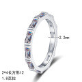 S925 Silver Full Moissanite Women's Rectangular Bamboo Knot Stack Ring-0-3