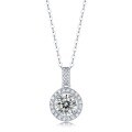 wholesale S925 silver plated women's moissanite pendant necklace, new in stock round-shaped drop wholesale-0-1