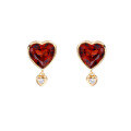 wholesale 925 Silver Plated 14K Gold Peach Heart Elegant Earrings with Natural Garnet and Versatile Zircon Ear Studs, Dunli Jewelry Custom-0-1