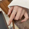 wholesale S925 Sterling Silver Trendy Minimalist Ins Concave Line Texture Unique Niche Openable Ring for Women-0-1
