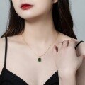 wholesale 925 Silver Gold-Plated Geometric Malachite Pendant Choker Necklace for Women, Korean and Japanese Light Luxury Style, Wholesale from Manufacturers-0-1