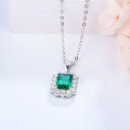 wholesale 925 Silver Live Stream Drop Shipping Small Octagon Cultivated Emerald Micro-Set Zircon Gift Giveaway Commemorative Pendant-0-2