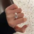 wholesale 925 Sterling Silver Micro-Paved Zircon Fish Tail Ring with V-Shape Design, Fashionable and Lightly Luxurious Pinky Ring for Women-0-3
