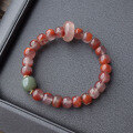 wholesale Sterling silver original natural waxi material icy rose red 8*9mm old bead single-strand bracelet nanhong icy bracelet-0-5