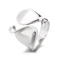 wholesale S925 Sterling Silver Korean Style Minimalist Exaggerated Hip-Hop Ribbon Wide Band Distinctive Open Ring-0-4