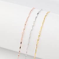 wholesale S925 Sterling Silver Women's Necklace, Small and Exquisite Design, Fashionable Matching Chain, Twisted Piece and Melon Seed Chain, Cross-Border New Product Accessories for Drop Shipping-0.8 twisted melon seed chain 40cm-gold