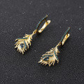 wholesale S925 silver designer high-end gemstone earrings, the plumage of the Luan bird design with natural topaz earrings-0-1