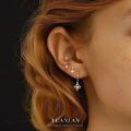 wholesale S925 Sterling Silver Light Luxury Diamond-Inlaid Four-Pointed Star European and American Earrings for Women, Fashion Cross-Border Versatile French Hollow-Out Minimalist Ear Accessories-0-3