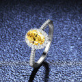 S925 Silver 1ct Yellow Oval Moissanite Ring-0-2