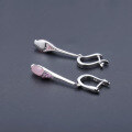 wholesale 925 Silver Italian Craft Jewelry Designer Long Earrings, Premium Pink Chalcedony Inlaid Earrings-0-3