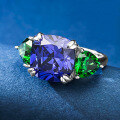wholesale S925 silver new radiant cut 10*10 tanzanite ring women's-0-1