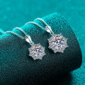S925 Silver Moissanite Necklace with Floral Pendant, Simple and Versatile Daily Gift-0-1
