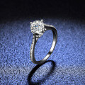 Silver Moissanite Ring, 1 Carat Classic Six-Prong Setting, Hot-Selling for Live Stream-0-3