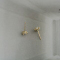 wholesale 9K Gold Wholesale Pure Flower Bud Design Freshwater Pearl Elegant Mini Flower Earrings for Women-0-2