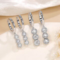 wholesale 18K Gold Plated 925 Sterling Silver Fashion Moissanite Earrings, Elegant Three-Stone Bubble Ear Drop, Cross-Border Wholesale Moissanite Earrings-0-0