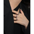 wholesale S925 Sterling Silver 600 Korean Version Ins Minimalist Niche Design Textured Micro-Set Zirconia Open Adjustable Ring for Women-0-2