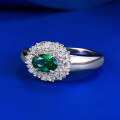 wholesale S925 Silver New Live Streaming Oval Ring 4*6mm Simulated Emerald Daily Luxury Style-0-1