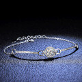 925 Sterling Silver Moissanite Round Bead Simple Bracelet for Women-0-2