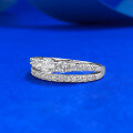 wholesale S925 Silver Daily Fashion Elegant Double Row Ring with Round White Diamonds for Cross-Border E-Commerce-0-1