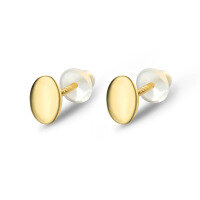 wholesale S925 Sterling Silver Gold Bean Stud Earrings, Oval Geometric Minimalist Small and Exquisite Daily Versatile Earrings-Gold 925 silver