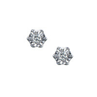 wholesale 18K White Gold Classic Minimalist Six-Prong Genuine Diamond Stud Earrings for Women, Fashionable 9K Gold Moissanite Custom Earrings Ins-Gold 9K-Moissanite